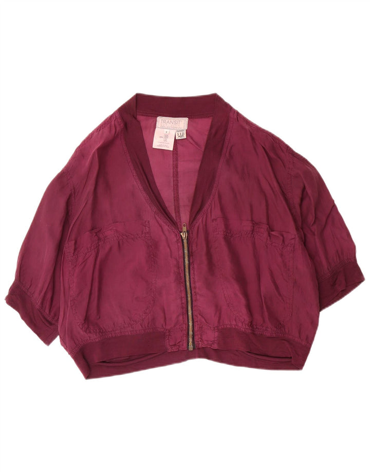 Transit Par Such Chaqueta bomber de gran tamaño para mujer US 2 XS Púrpura Seda