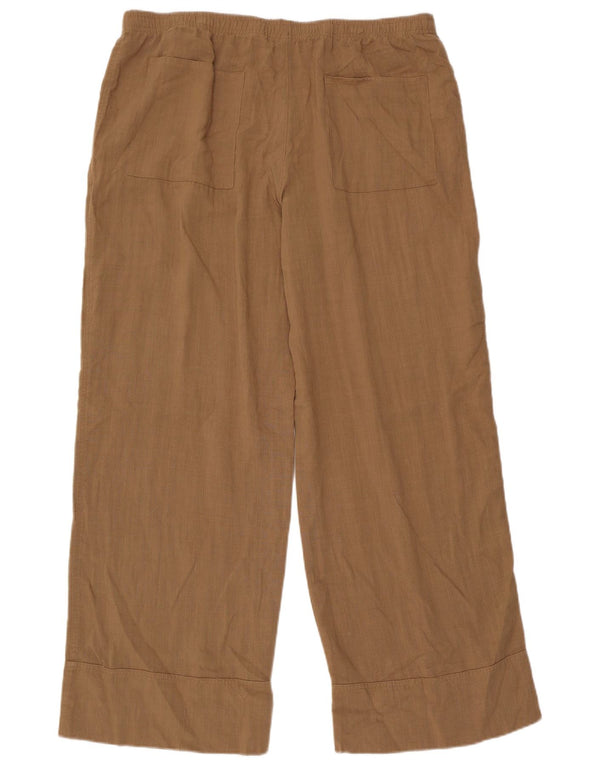 Zara Mujer Pantalones Casuales De Pierna Ancha 2XL W34 L32 Viscosa Marrón