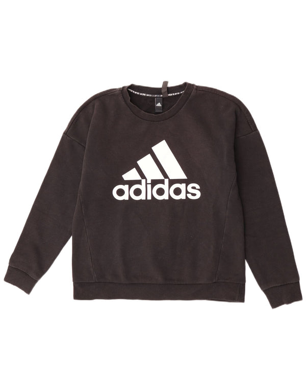 Adidas Mujer Graphic Sudadera Jumper UK 12/14 Mediano Negro Algodón