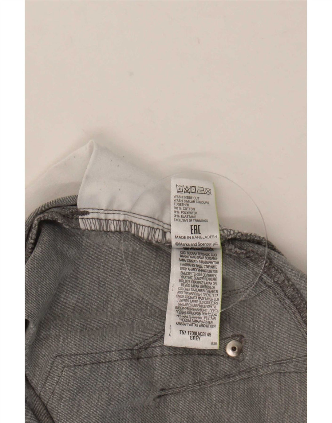 Marks & Spencer Jeans ajustados para mujer UK 12 Medium W30 L26 Algodón gris