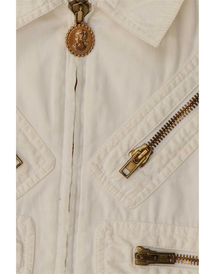 Moschino Chaqueta Bomber para Mujer UK 12 Mediana Off White Algodón