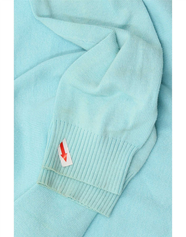 Zara Mujer Cárdigan Suéter UK 12 Algodón Azul Medio