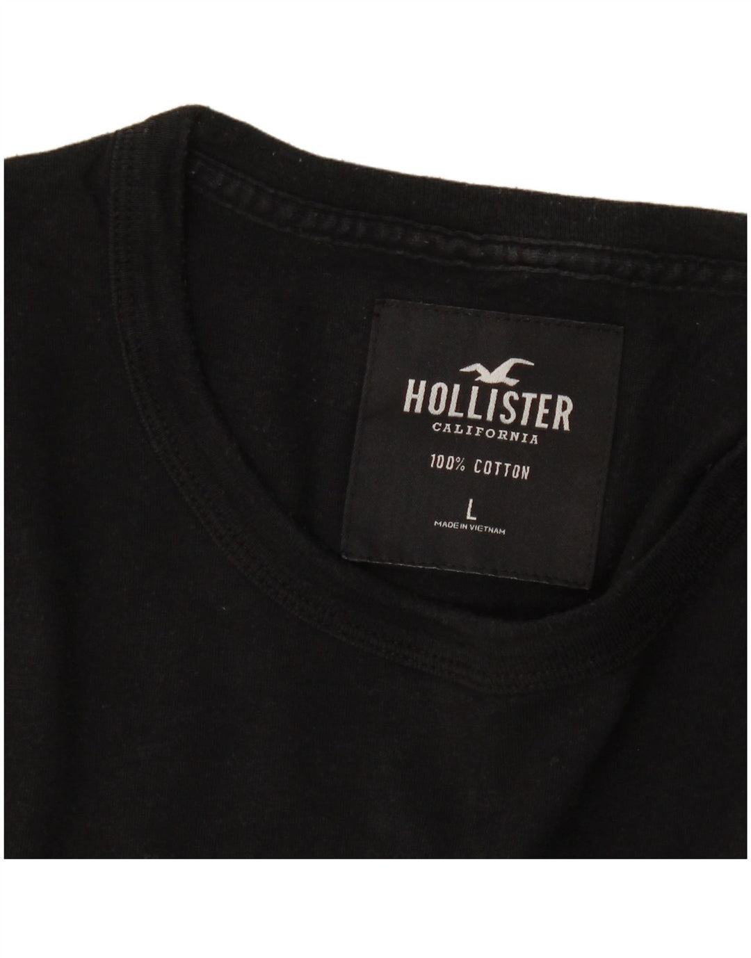 Hollister Hombre Graphic Top Manga Larga Grande Algodón Negro