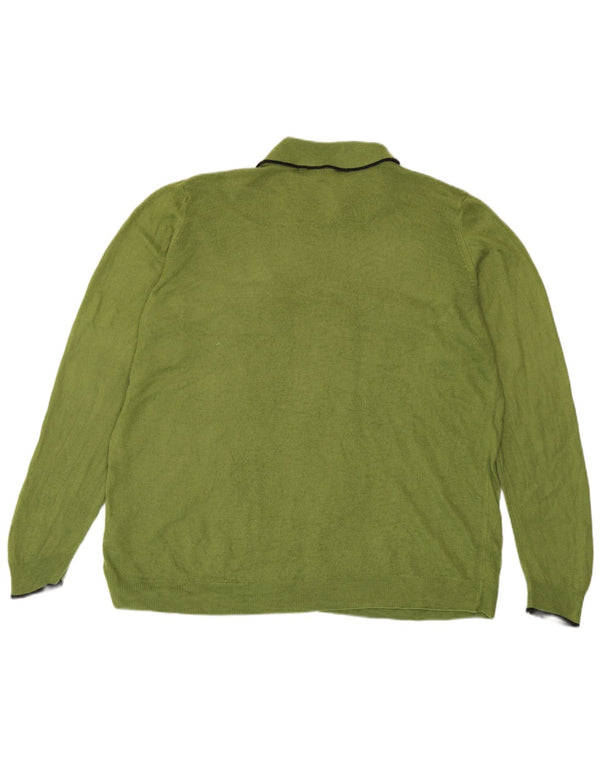 Marks & Spencer Jersey de cuello polo para mujer UK 20 2XL Acrílico verde