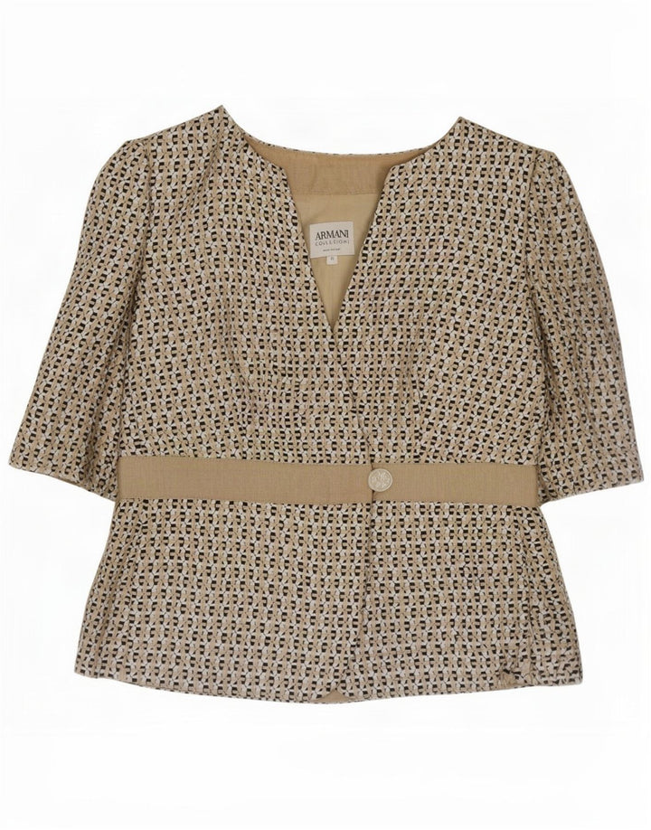 Armani Collezioni Chaqueta Blazer de Manga Corta para Mujer IT 42 Beige Medio