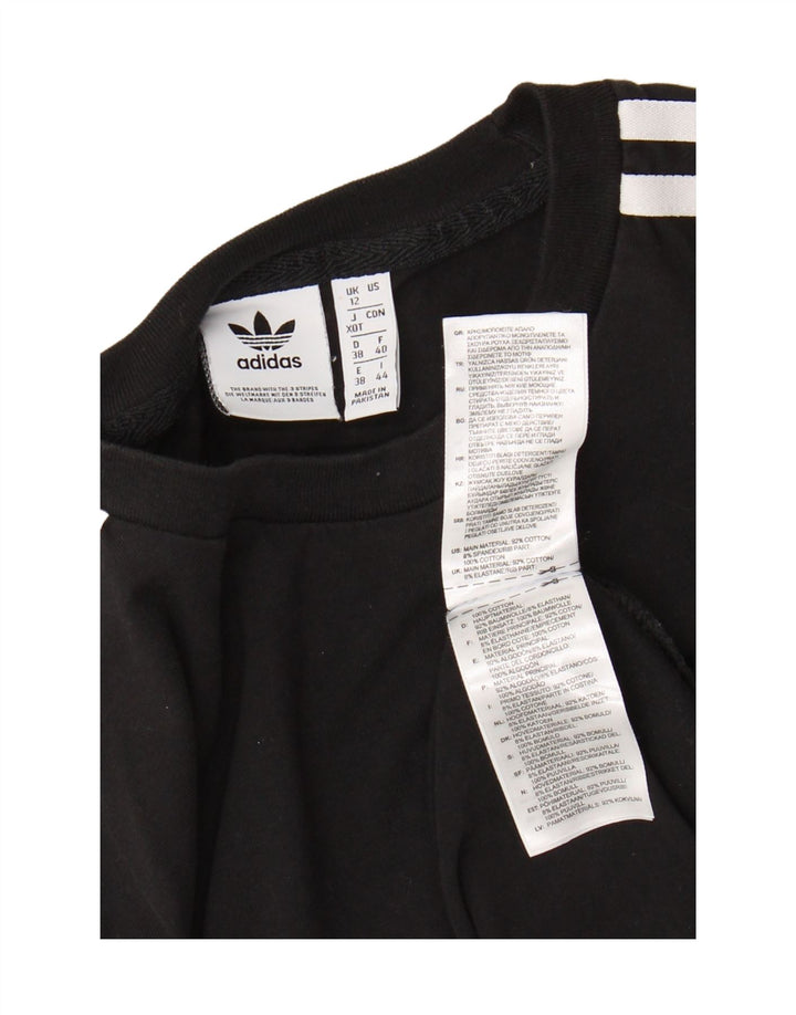 ADIDAS Mujer Top Manga Larga UK 12 Medio Negro Algodón