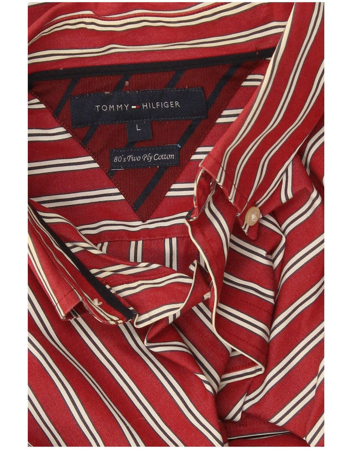 Camisa Tommy Hilfiger para hombre de algodón a rayas rojas grandes