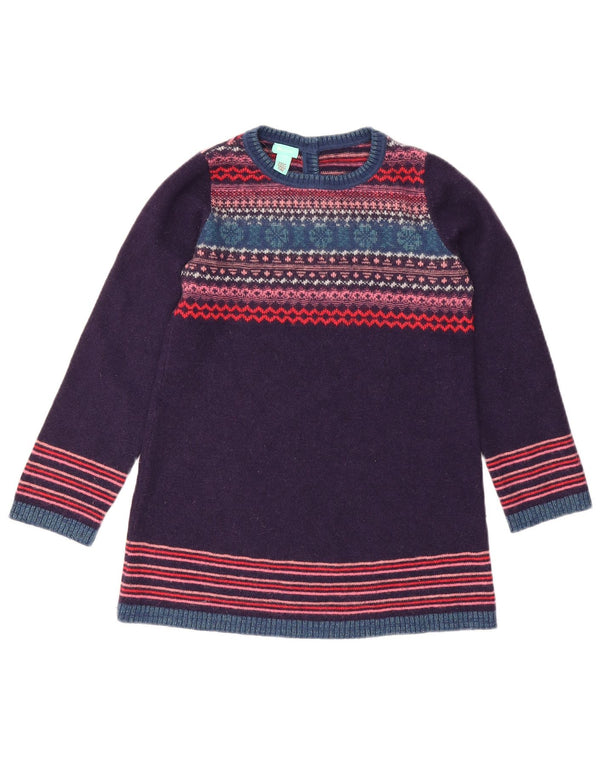 Monsoon Jersey con cuello barco para niña 8-9 años Púrpura Lana Fair Isle