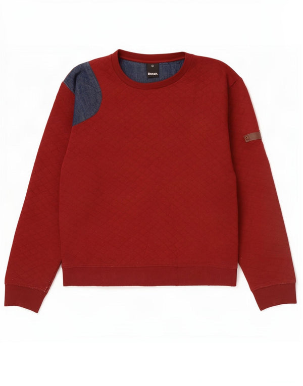 Bench Hombre Sudadera Jumper Large Rojo Colorblock Algodón