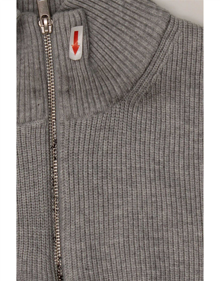 Marks & Spencer Suéter tipo jersey con cuello y cremallera de ajuste regular para hombre Gris grande