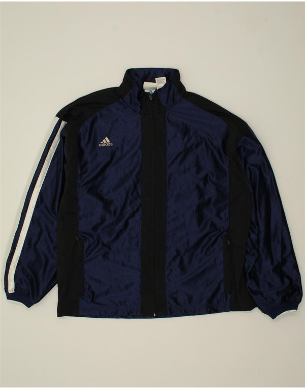 ADIDAS Mens Tracksuit Top Jacket Large Navy Blue Colourblock Polyester