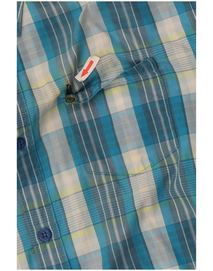 Lee Camisa De Manga Corta Para Hombre XL De Algodón A Cuadros Azul