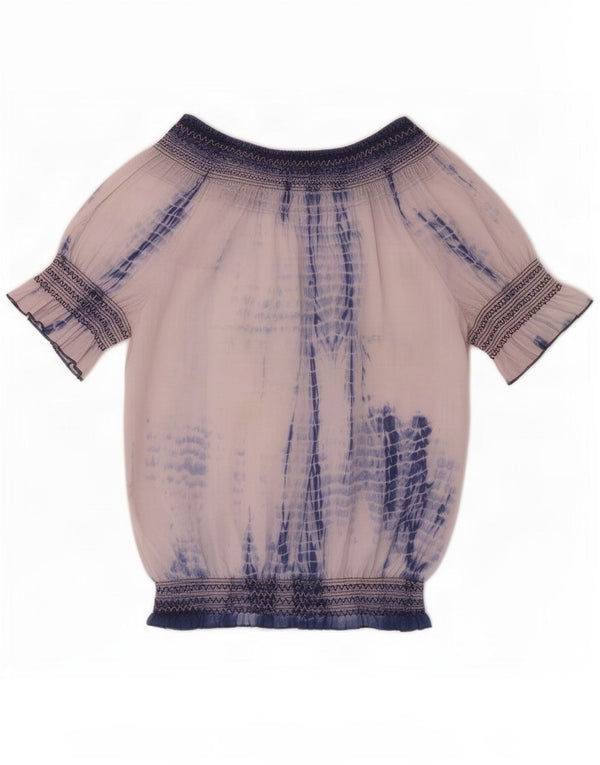 Desigual Blusa gráfica para mujer Top UK 10 Small White Tie Dye Cotton