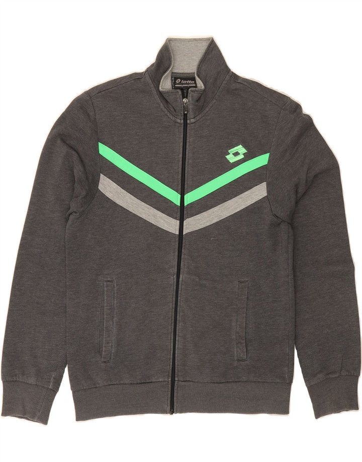LOTTO Mens Tracksuit Top Jacket Small Grey Striped Vintage Lotto and Second-Hand Lotto from Messina Hembry 