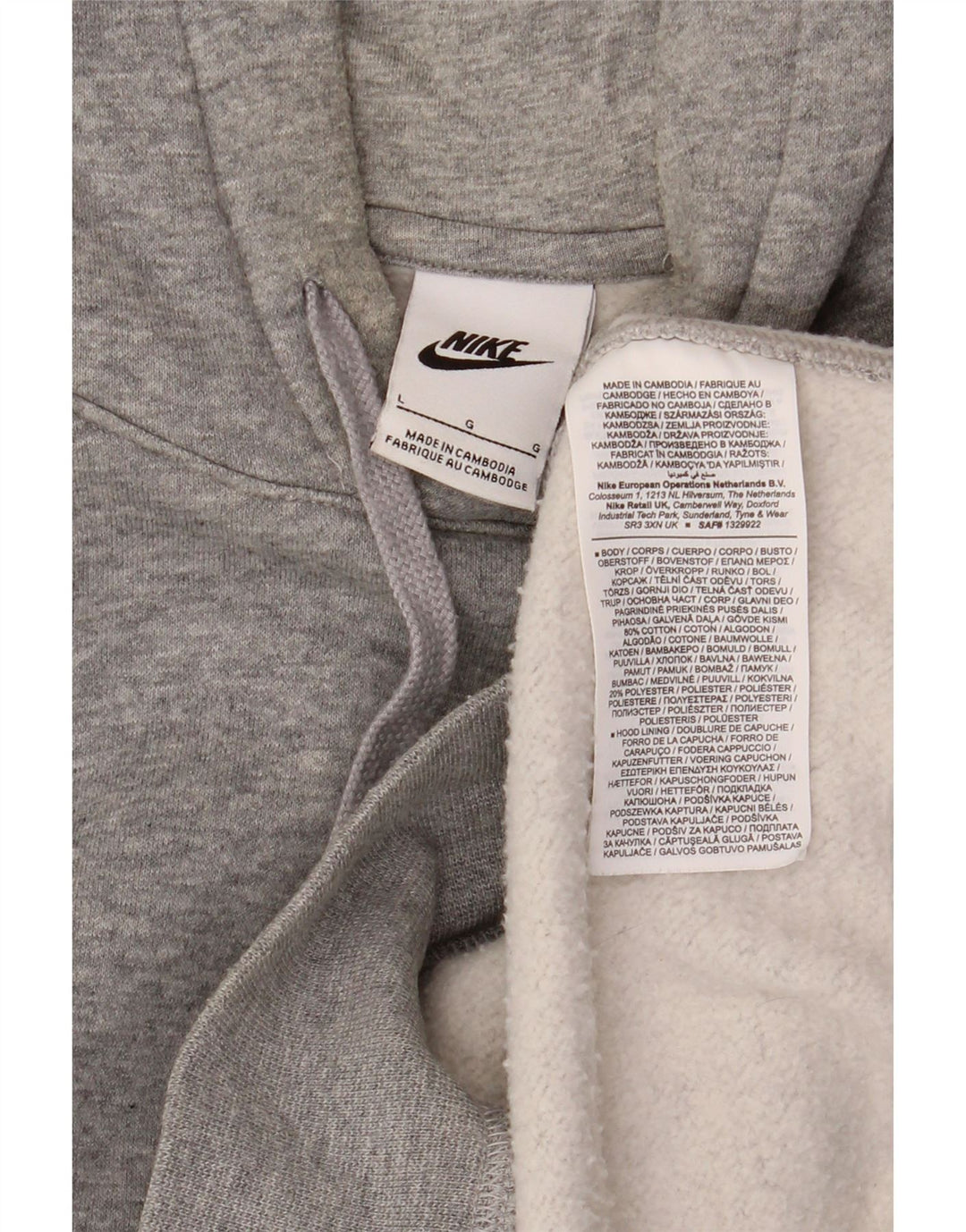 NIKE Jersey con capucha para hombre, talla grande, algodón gris