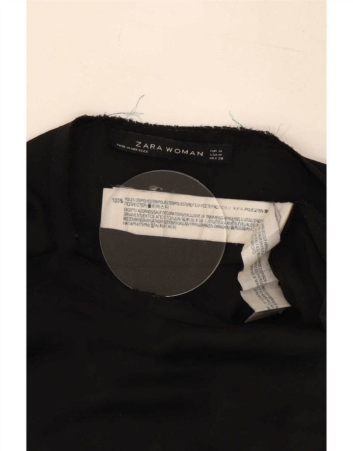 Zara Mujer Vestido Básico Sin Mangas UK 44 Mediano Negro Poliéster