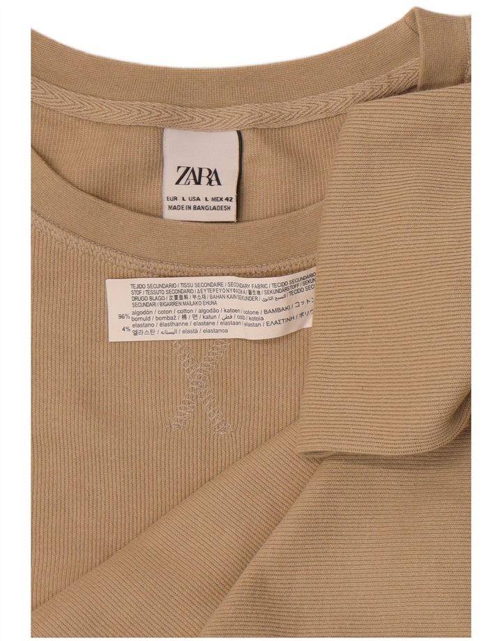 Zara Hombre Top Manga Larga Grande Algodón Beige