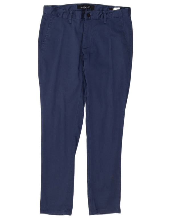 Zara Mens Slim Chino Pantalones EU 40 Medium W31 L29 Azul Marino Algodón