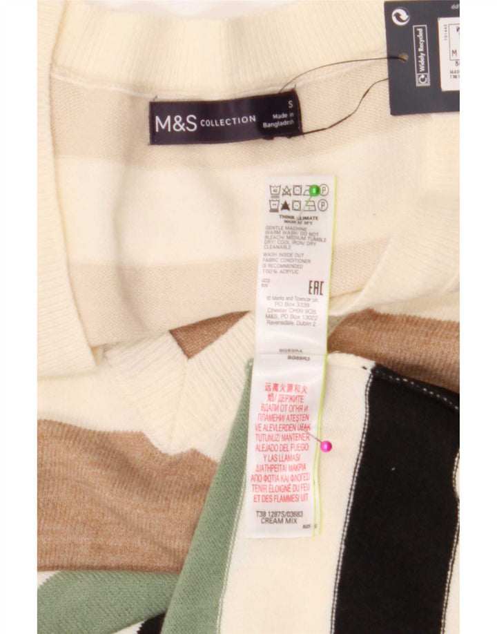 Marks & Spencer Suéter con Cuello en V para Mujer UK 10 Small Multicolor