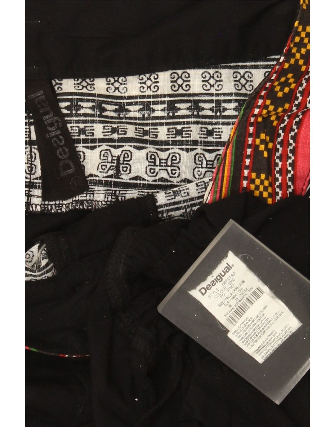 Falda Desigual Mujer Gráfica A-Line EU 38 Medium W30 Patchwork Negro