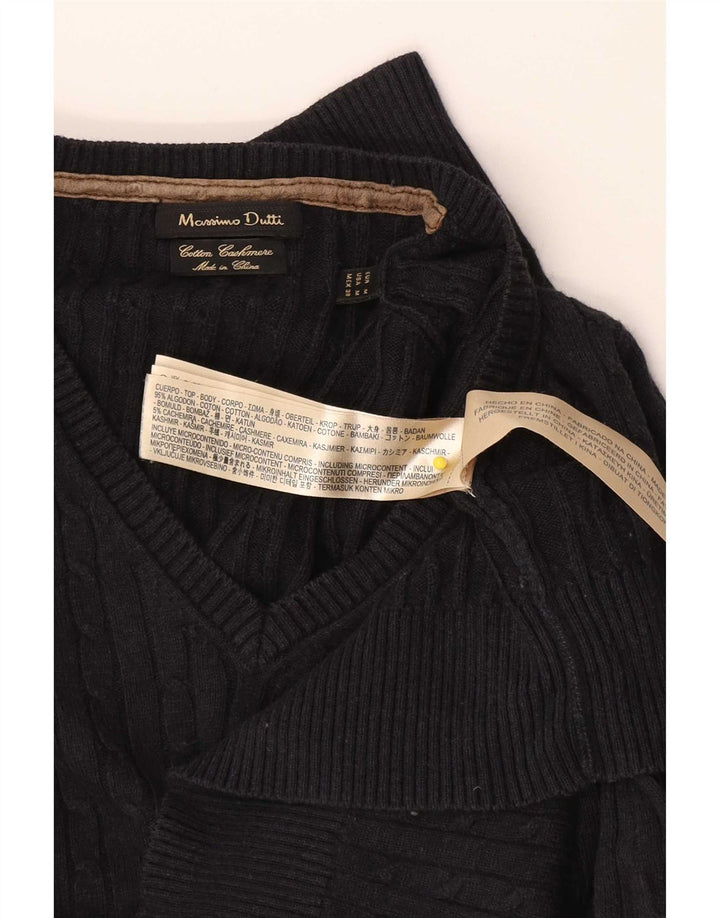 Jersey Massimo Dutti Hombre Cuello Pico Jersey Medio Azul Marino Algodón