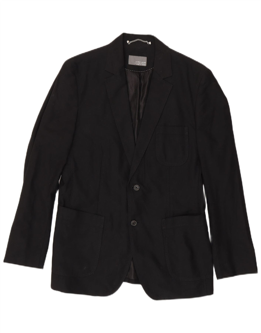 Zara Chaqueta tipo blazer de 2 botones para hombre EU 50 Mediana Algodón negro