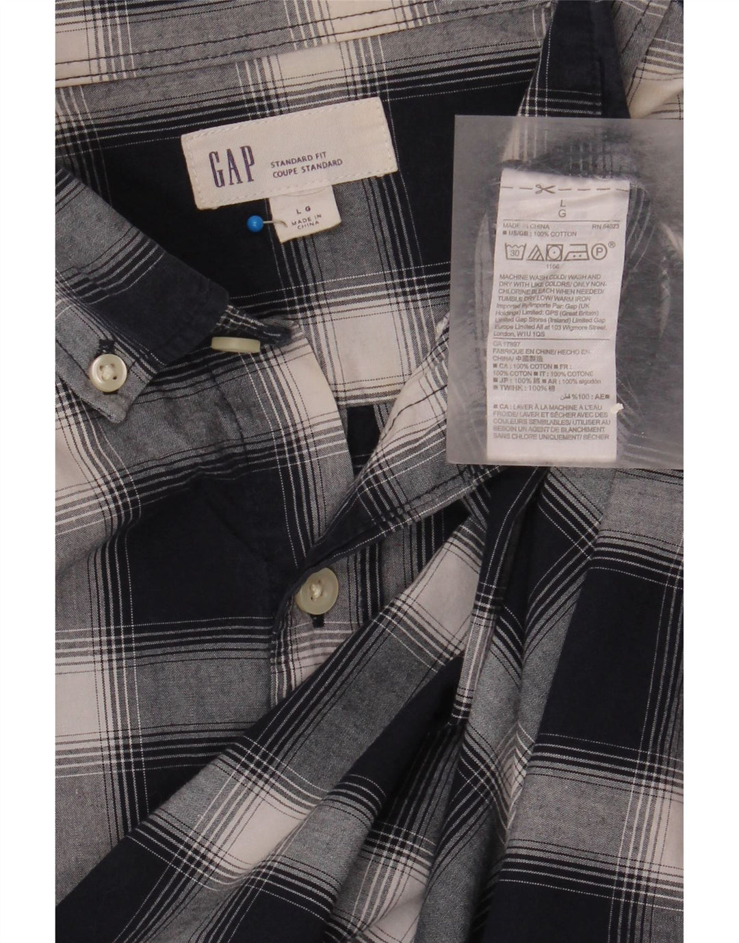 Camisa de corte estándar para hombre Gap de algodón a cuadros azul marino grande