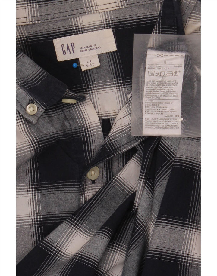 Camisa de corte estándar para hombre Gap de algodón a cuadros azul marino grande