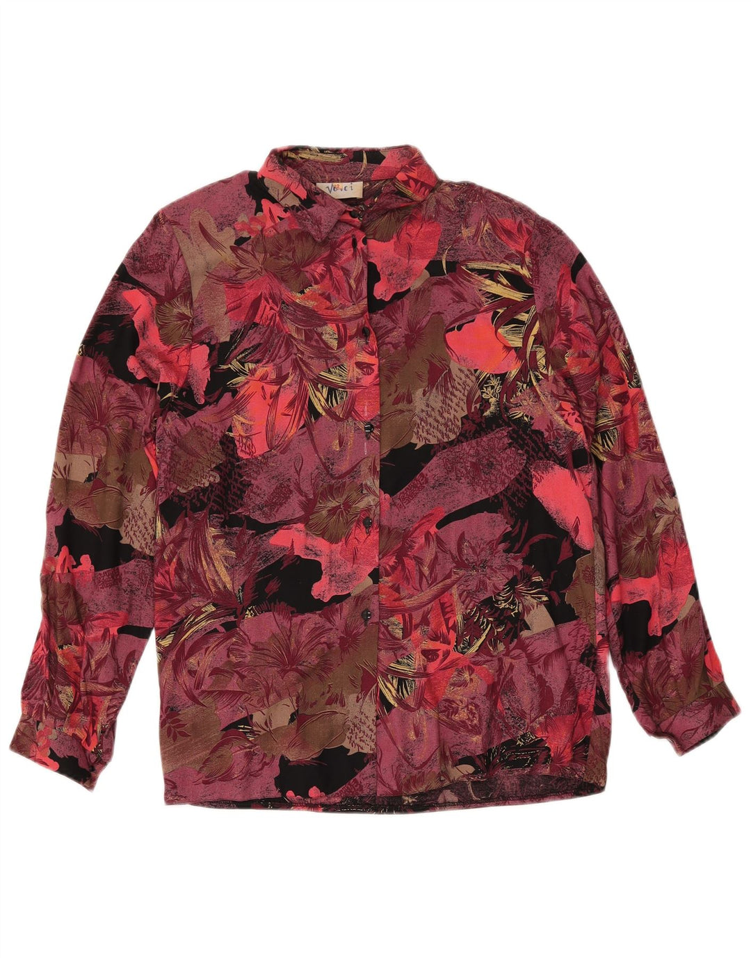 Vintage mujer 2 piezas falda set Reino Unido 12 Medio W27 Borgoña Floral Retro