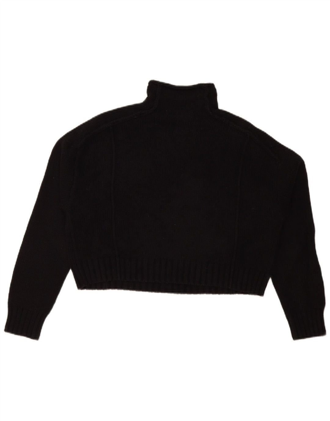 Zara Mujer Crop Oversize Roll Neck Jumper Sweater UK 10 Small Negro