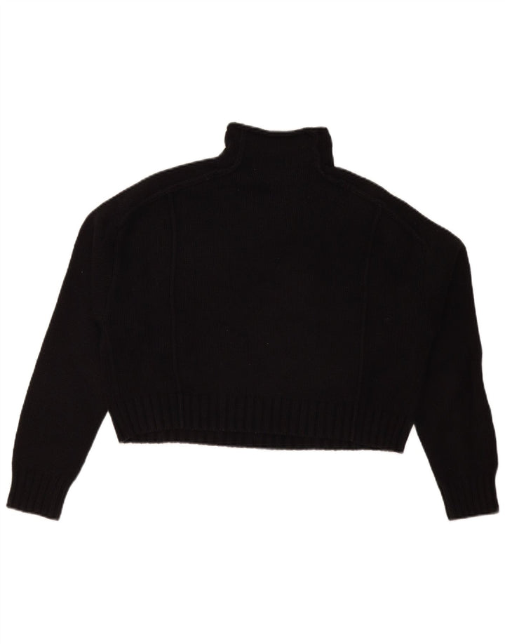 Zara Mujer Crop Oversize Roll Neck Jumper Sweater UK 10 Small Negro