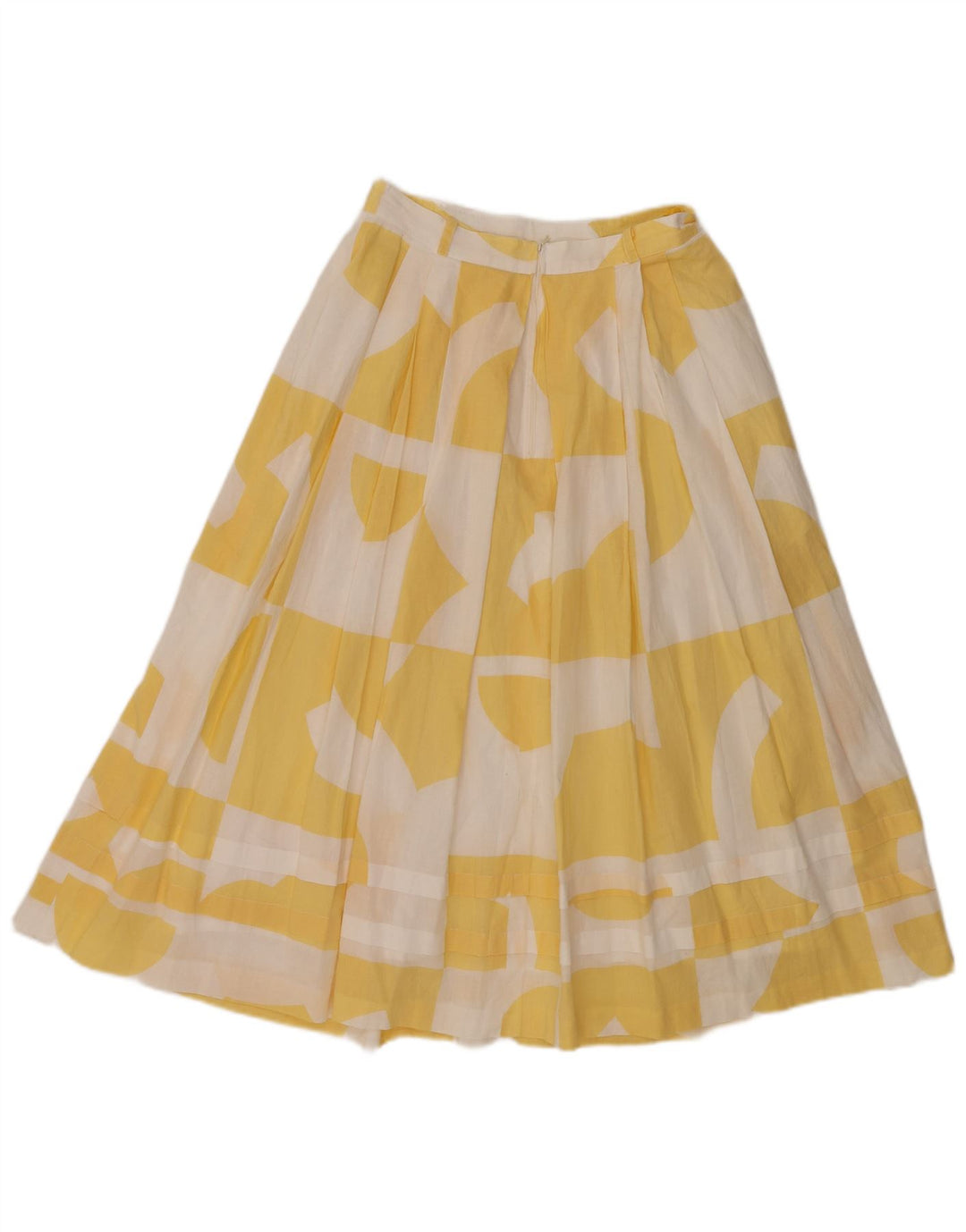 VINTAGE Falda de línea A para mujer EU 40 Mediana W28 Algodón geométrico amarillo