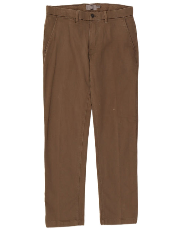 Marks & Spencer Pantalones chinos rectos para hombre W32 L31 Algodón marrón