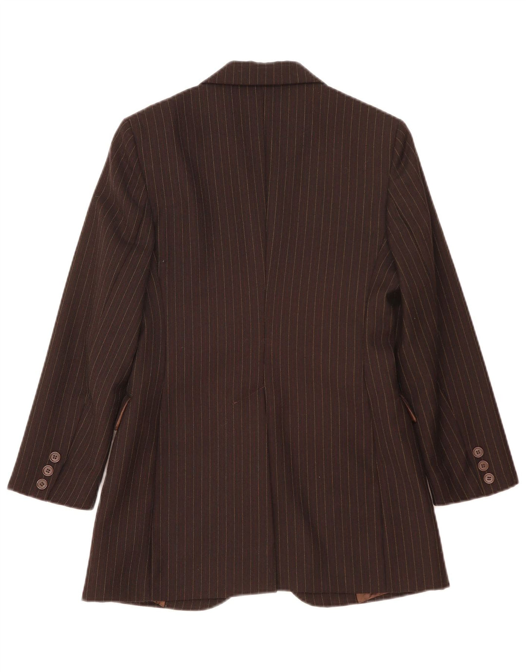 Blazer De Mujer Benetton De 2 Botones IT 40 Small Marrón A Rayas De Lana Nueva