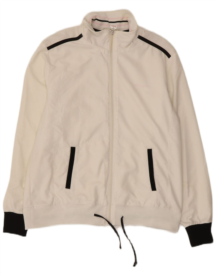 CHAMPION Chaqueta superior de chándal de ajuste fácil para mujer UK 46 Poliéster blanco grande