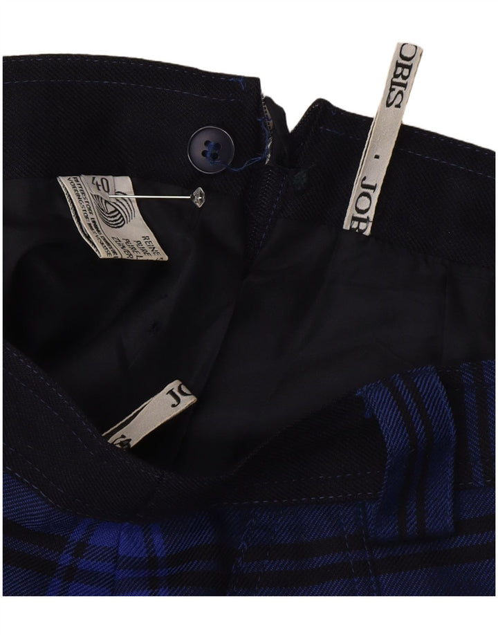 Jobis Falda Acampanada para Mujer EU 40 Medium W30 Lana Virgen a Cuadros Azul Marino