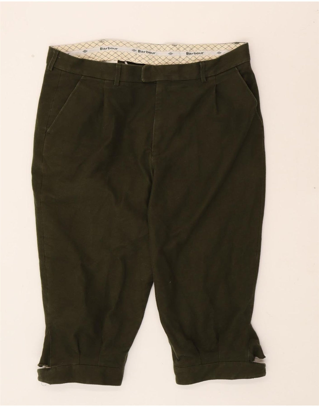 BARBOUR Mens Riding Straight Capri Trousers W40 L20 Green Cotton Vintage Barbour and Second-Hand Barbour from Messina Hembry 
