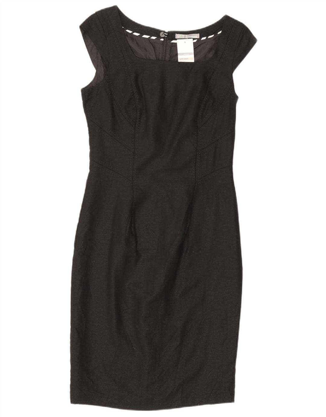 MARKS & SPENCER Vestido tubo para mujer UK 8 Pequeño Lino negro