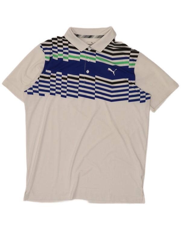 Polo Puma Para Hombre Blanco Medio Colorblock