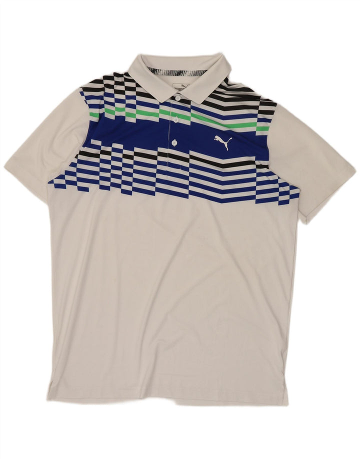 Polo Puma Para Hombre Blanco Medio Colorblock