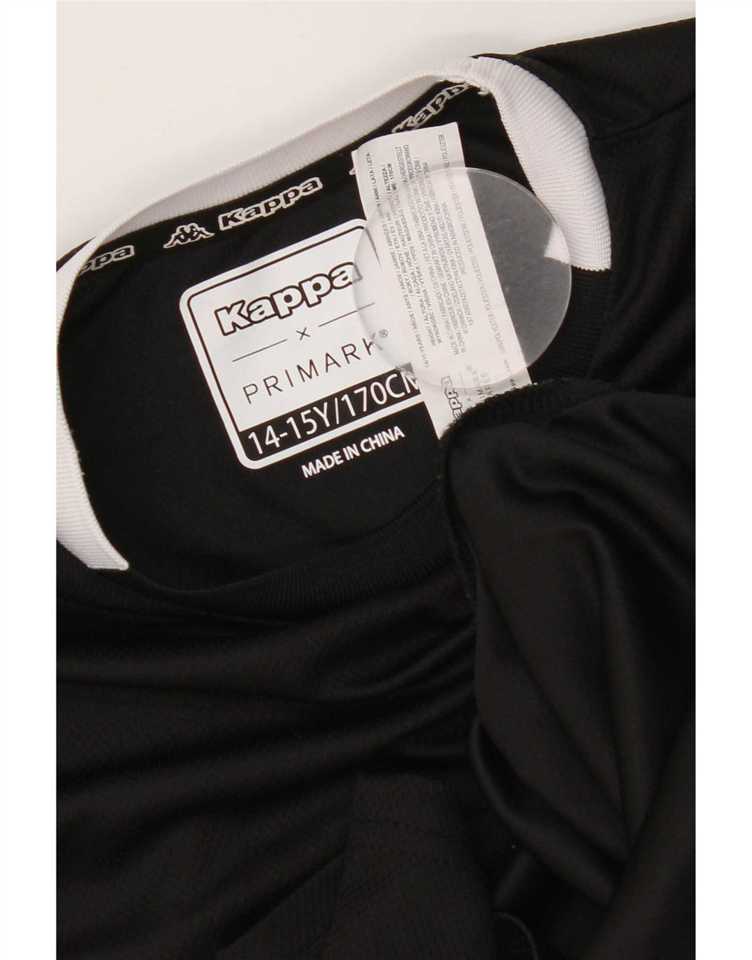 Kappa Camiseta para niño 14-15 años Negro Colorblock Poliéster