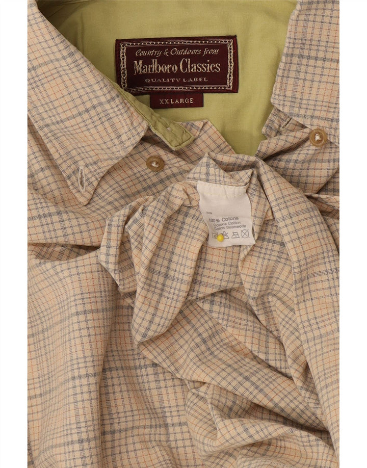 Camisa Marlboro Classics Hombre 2XL Algodón A Cuadros Beige