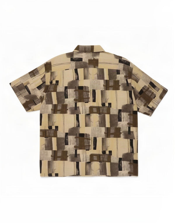 Camisa Vintage Hombre Manga Corta Talla 45/46 2XL Geométrica Multicolor
