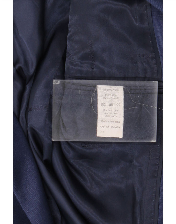 Calvin Klein Chaqueta Blazer Corta de 2 Botones para Hombre UK 38 Mediana Lana Azul Marino