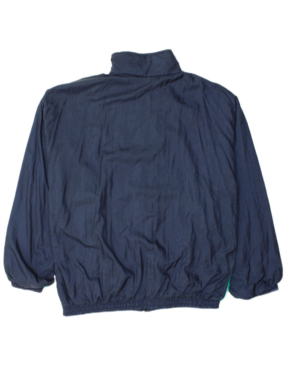 VINTAGE Chaqueta superior de chándal para hombre Grande Azul marino Colorblock Poliamida