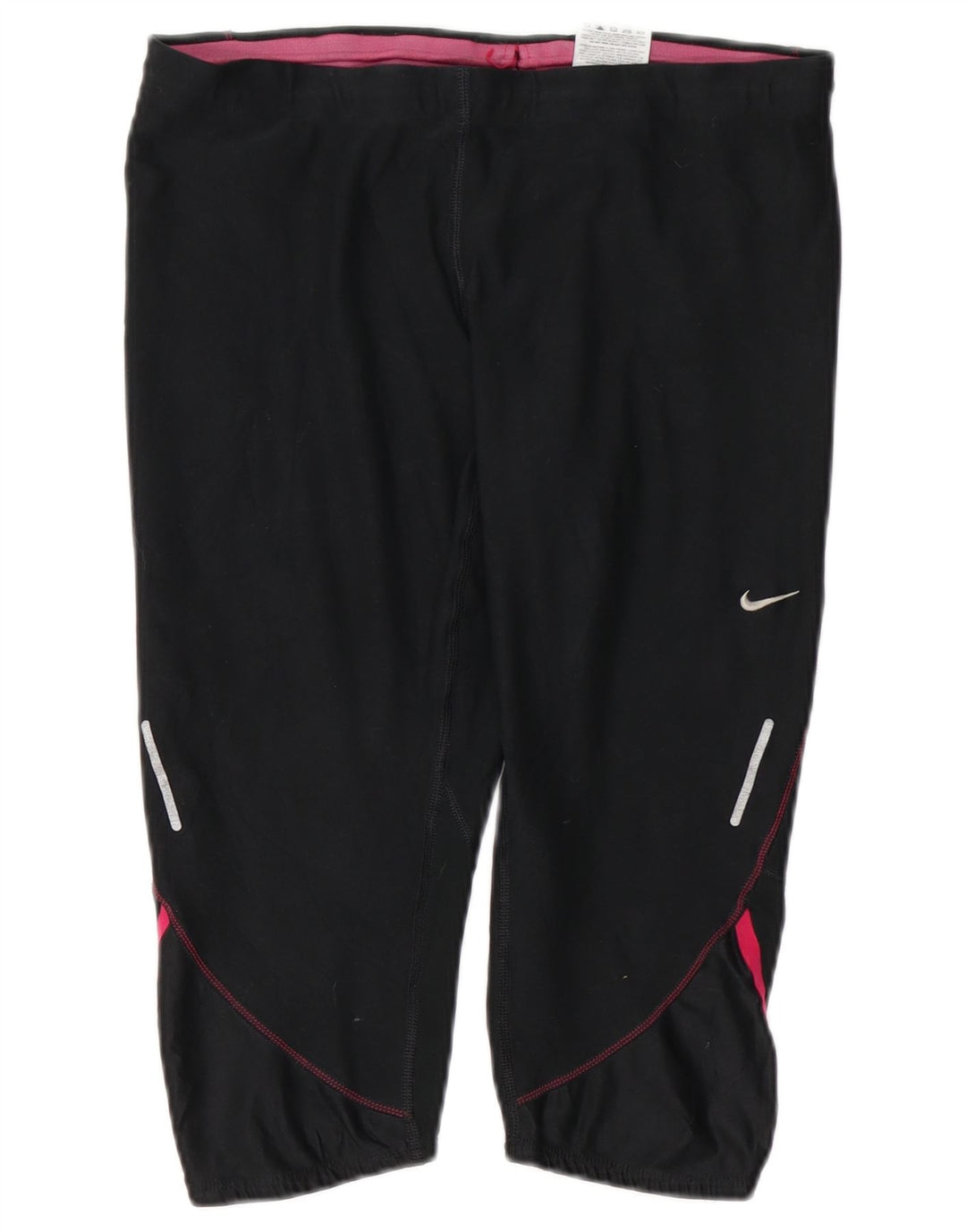NIKE Mujer Dri Fit Capri Pantalones de Chándal UK 46 Grande Negro Colorblock