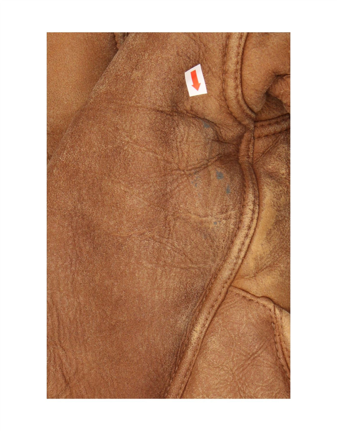 Vintage hombres doble pecho shearling chaqueta Reino Unido 20 2XL marrón shearling