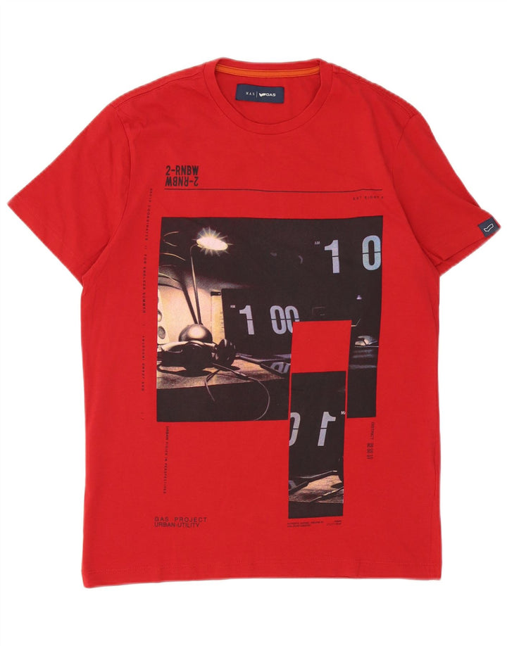 Gas Hombres Camiseta Gráfica Top Pequeño Algodón Rojo