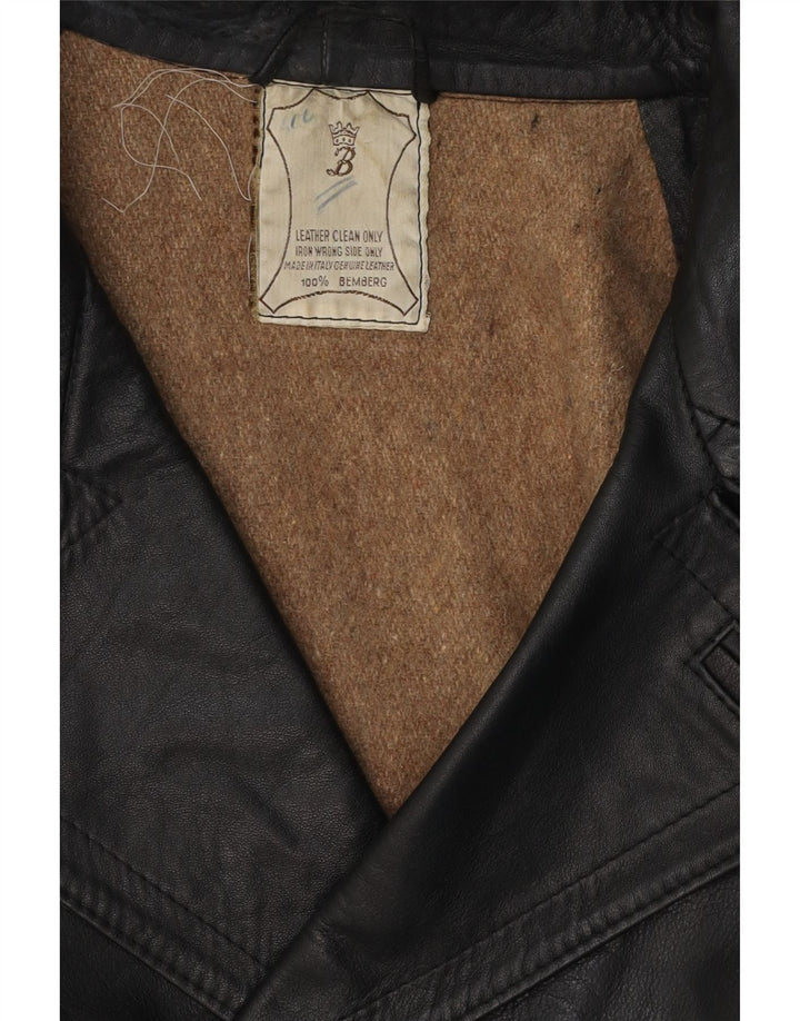 Vintage chaqueta de cuero para hombre Reino Unido 38 cuero negro medio