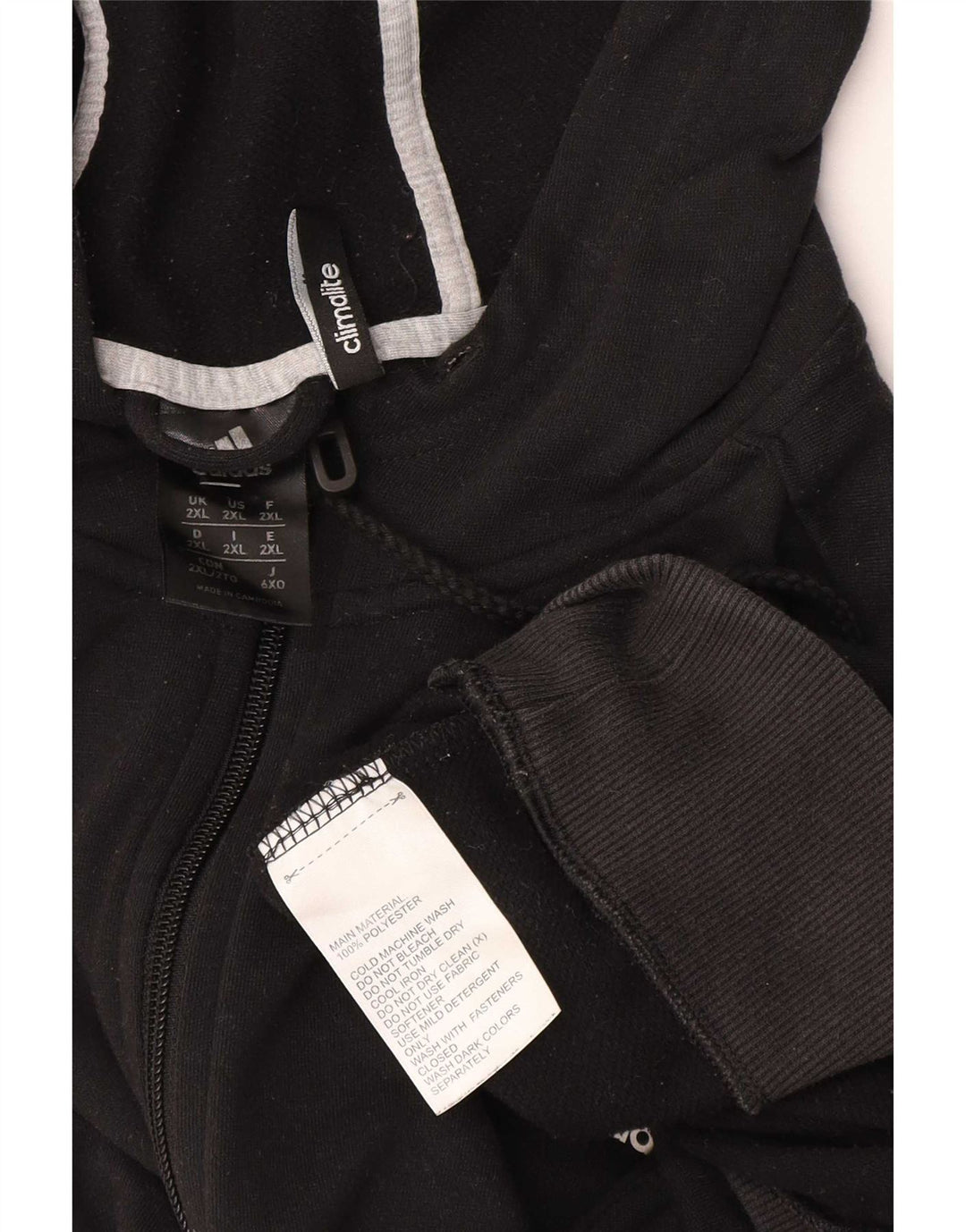 Adidas Mens Climalite Zip Sudadera con capucha suéter 2XL Negro Poliéster